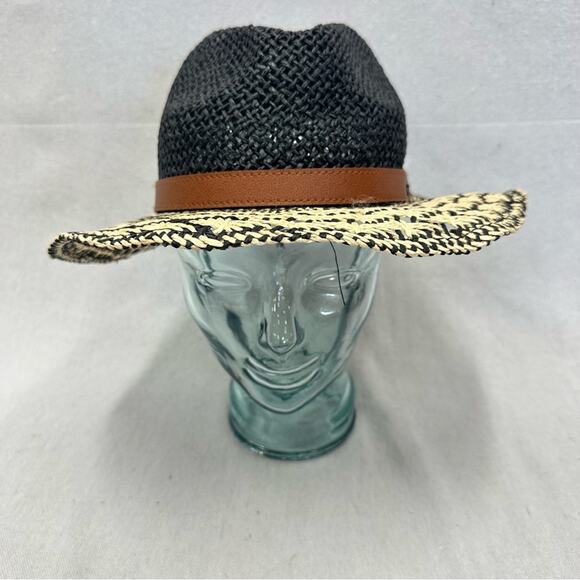Aldo Nectarios black and natural straw fedora hat size small/medium new with tag main image 5